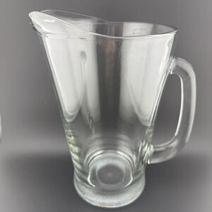 1970's ANCHOR HOCKING 8" glass retro water/beer pitcher USED / Clean LOGO